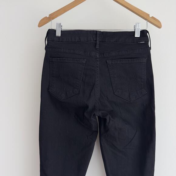 Mother Jeans Womens 27 Black The Looker Ankle Fray Distressed Raw Hem - Picture 6 of 13